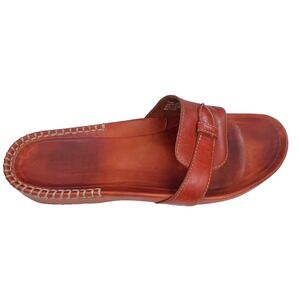 Timberland Womens Red Brown Leather Slide Sandals Size 9.5 Smart Comfort System